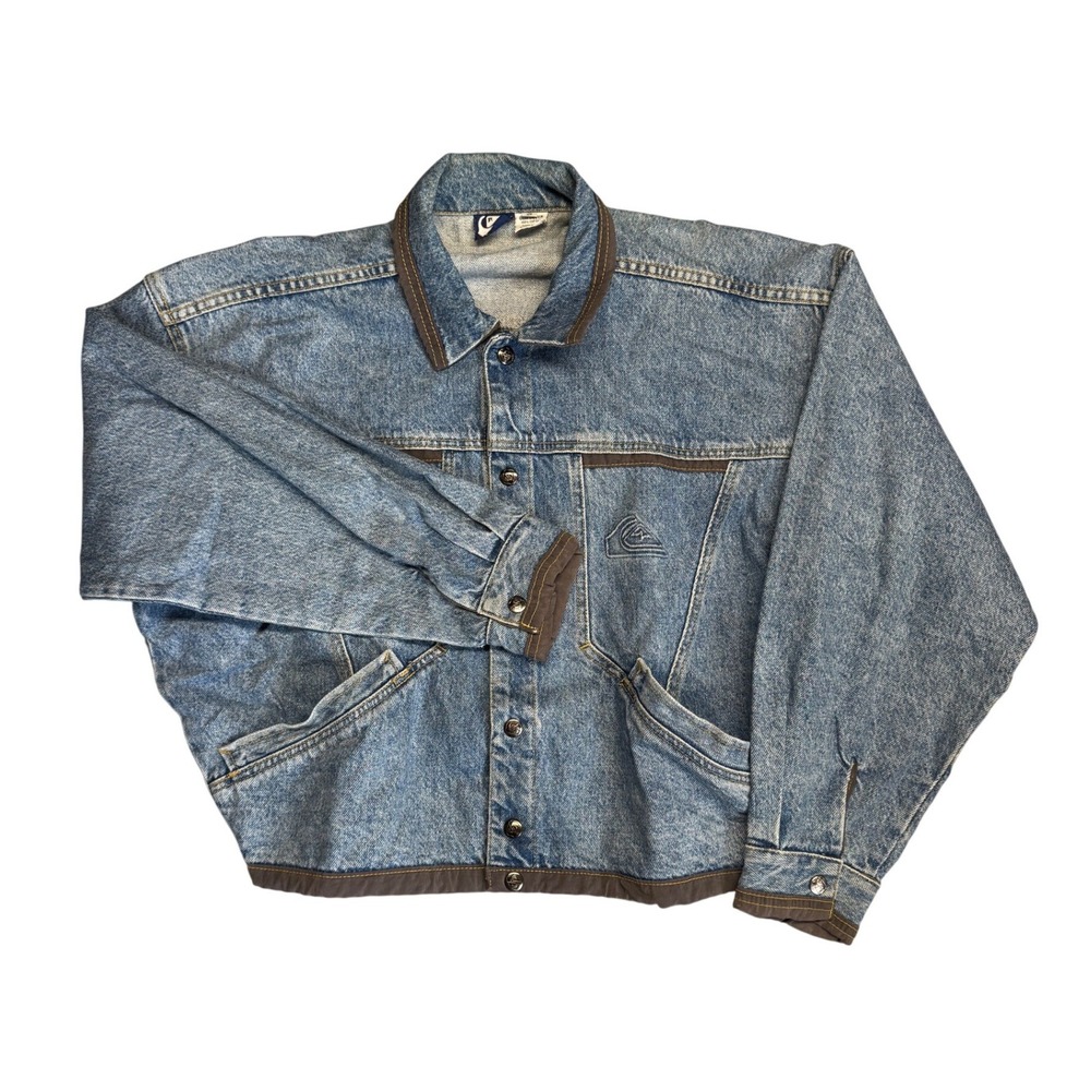 Vintage Quiksilver Denim Jacket Womens Small Blue Made in USA Light Wash CL1908